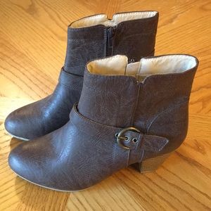 Brown Faux Leather Booties